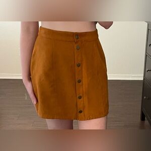 Orange skirt with buttons size L faux suede. Velma costume Velma skirt Halloween